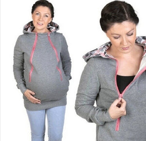 540 Hecasoty Store Women's Hooded Lined Cotton Maternity Long Sleeve Hoodie