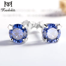 Load image into Gallery viewer, 671 Kuololit Created 6mm AAA Gemstones Solid Sterling Silver Stud Earrings