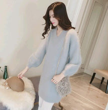 Load image into Gallery viewer, 690 Lanlojer Mohair Long Lantern Sleeved Wool Pullover Top Cashmere Sweaters