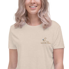 Load image into Gallery viewer, 1567 Isabella Saks Branded Women&#39;s Embroidered Flowy Crop Tee - Bella + Canvas