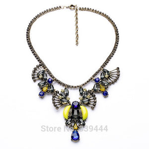 637 Juicy Grape Jewelry Design Luxury Rhinestone Fan Choker Chunky Necklace